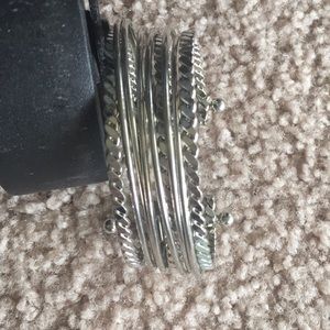 Silver cuff bangles bracelet